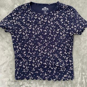 navy with yellow flower pattern Hollister t-shirt